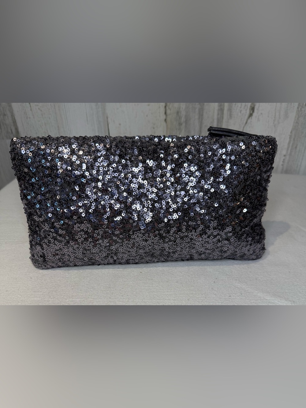 Victoria's Secret Crystal Embellished Silver Clutch 7” x 11” - Picture 3 of 5